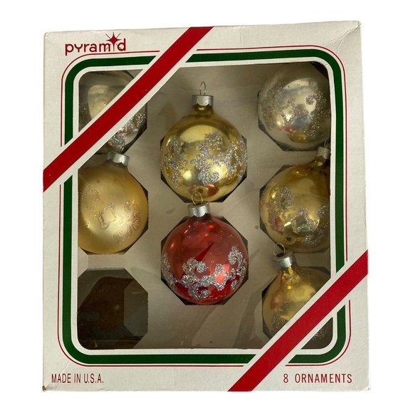 Pyramid Holiday Vtg Pyramid Glass Balls Christmas Ornament